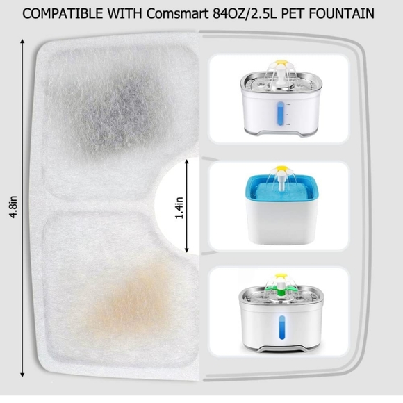 comsmart Cat 6 Pack 2 Pre Filter Sponge For Automatic Pet Fountain